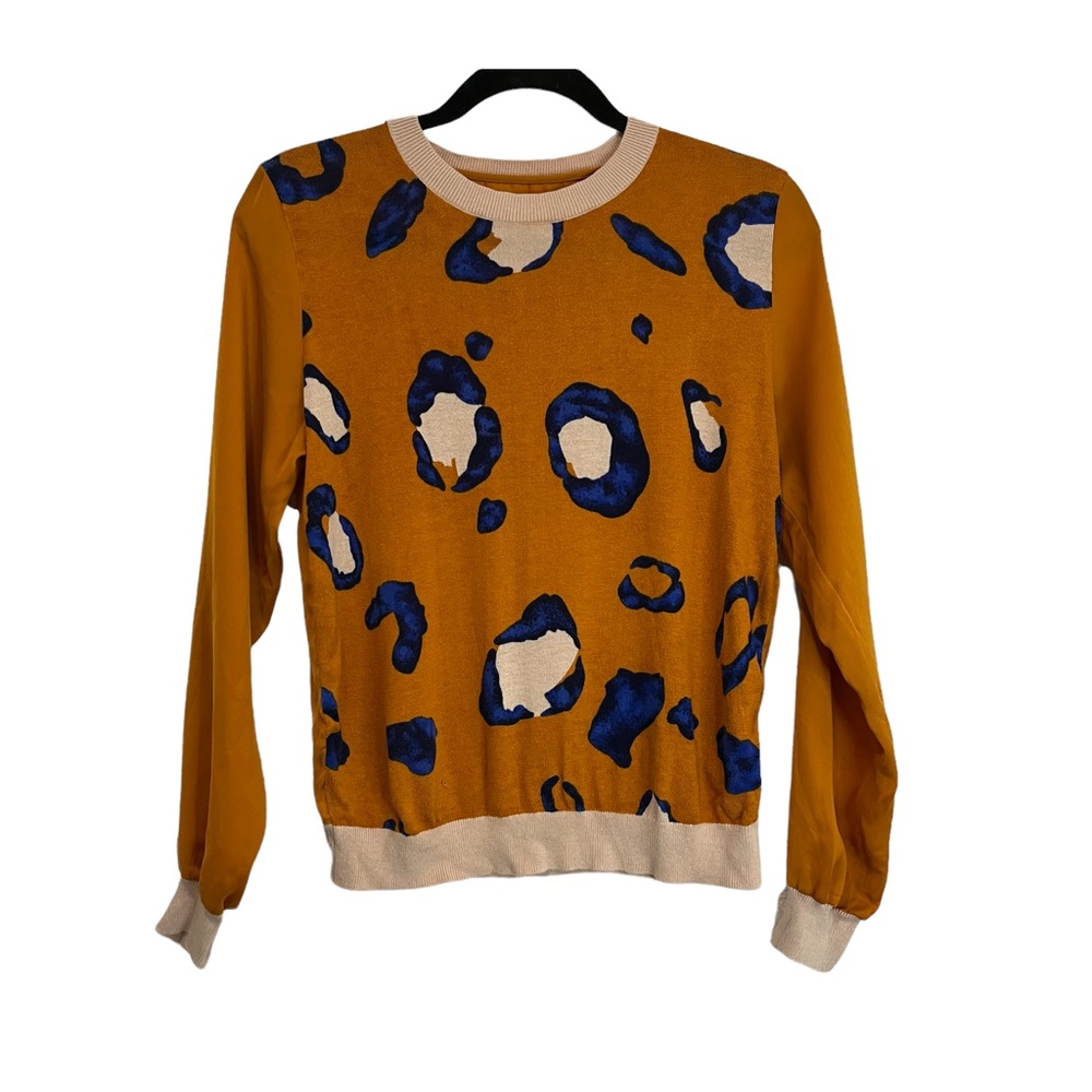 Phillip Lim 3.1 For Target Leopard Animal Print Mustard Yellow Sweater Womens XS
